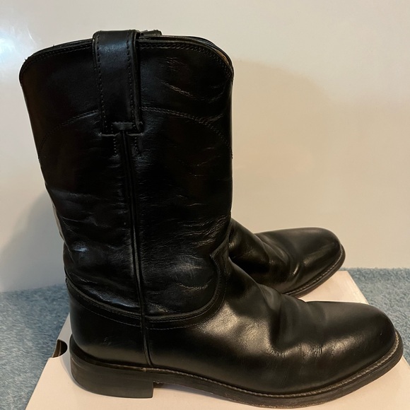 Justin L3703 Ladies Classic Roper Boot Black Kipskin Cowhide Foot Roper Toe - Picture 2 of 12